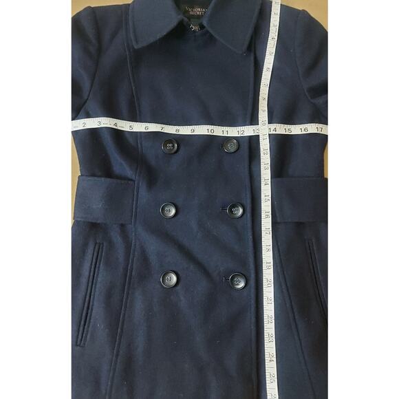Victoria Secret Navy Six Button Double Breast Trench Coat  Academia Cozy Preppy - Picture 6 of 10
